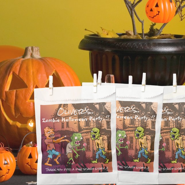Bolsa De Papel Kids Zombie Halloween Party (Zombie Halloween Party Favor Bag)