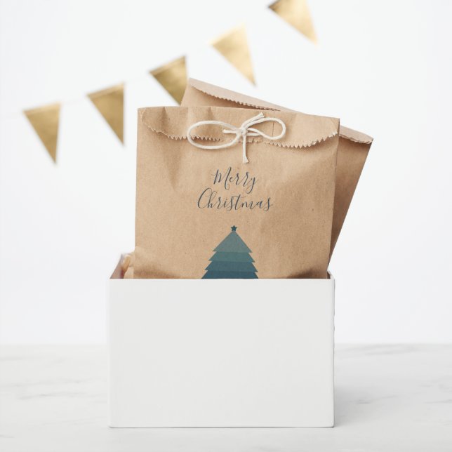 Bolsa De Papel Kraft Blue Christmas Tree (Fiesta)