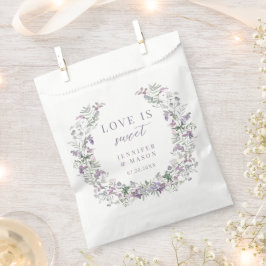 Bolsa De Papel La acuarela púrpura amor floral es dulce boda