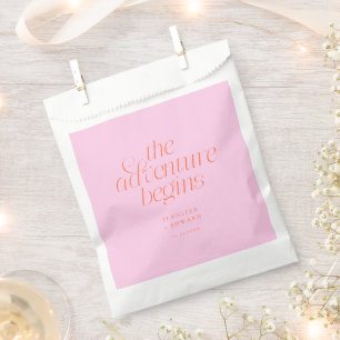 Bolsa De Papel La Aventura Comienza Boda Minimalista Naranja