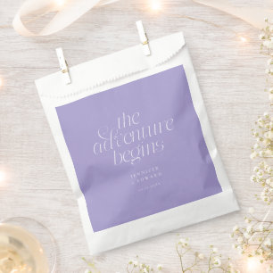 Bolsa De Papel La aventura comienza Violet Minimalista Boda