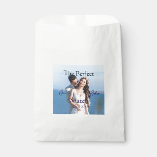 Bolsa De Papel la boda de la pareja perfecta azul nombre foto fec