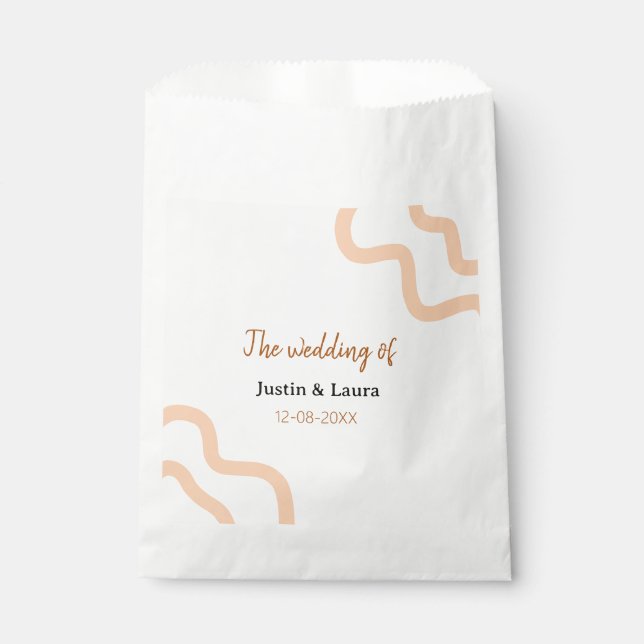 Bolsa De Papel La boda del novio novia nombre fecha melocotón (Anverso)