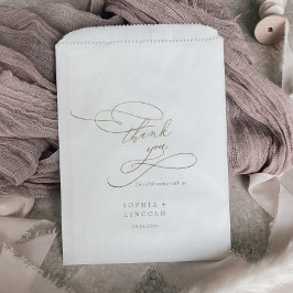 Bolsa De Papel La caligrafía romántica del oro gracias Boda