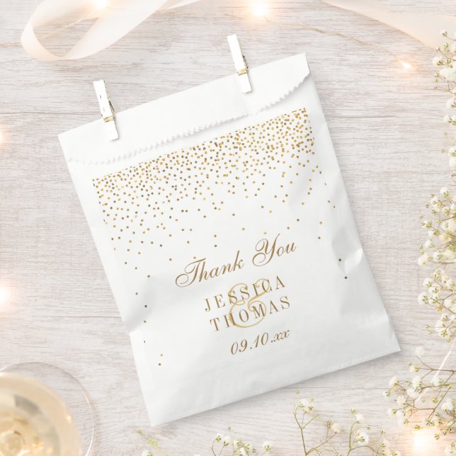 Bolsa De Papel La colección de Bodas Glam Gold Confetti (Cortado)