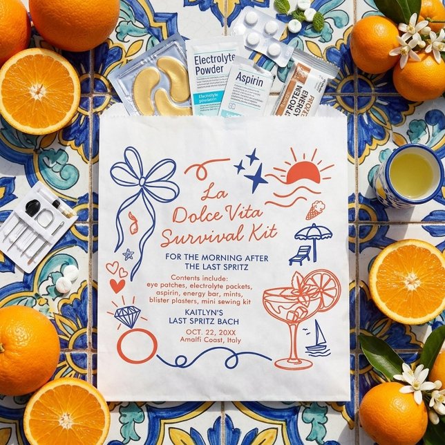 Bolsa De Papel La Dolce Vita Bachelorette Party Survival Kit (Subido por el creador)