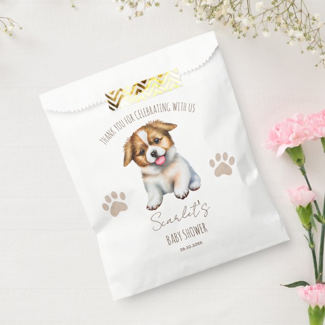 Bolsa De Papel La ducha de bebé con temática de perro pimienta fa (Sellado)