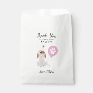 Bolsa De Papel La fiesta de cumpleaños rosada del perro le