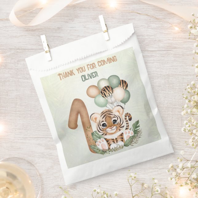 Bolsa De Papel La jungla de chico tigre lindo Fiesta de primer cu (Cortado)