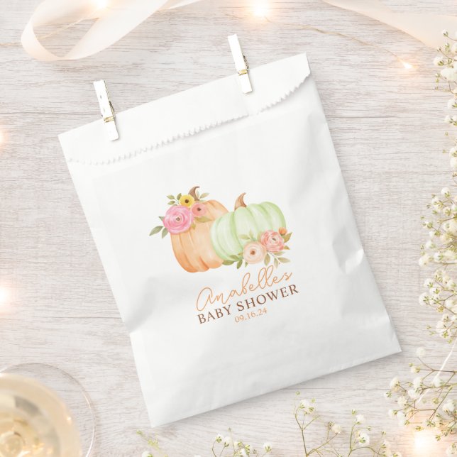 Bolsa De Papel La pequeña calabaza cae Baby Shower personalizada (Cortado)