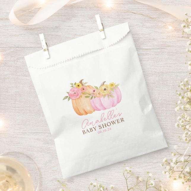 Bolsa De Papel La pequeña calabaza cae Baby Shower personalizada (Cortado)