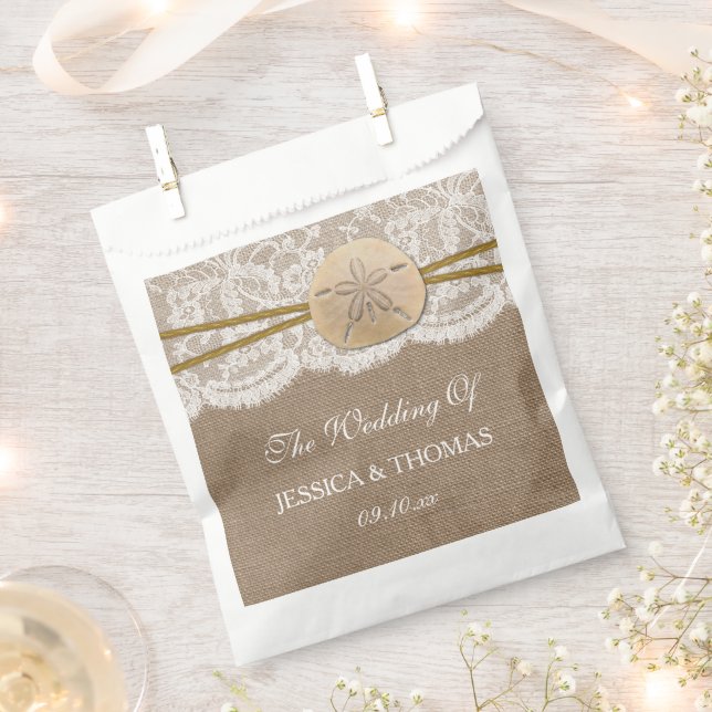 Bolsa De Papel La Rustic Sand Dollar Beach Wedding (Cortado)