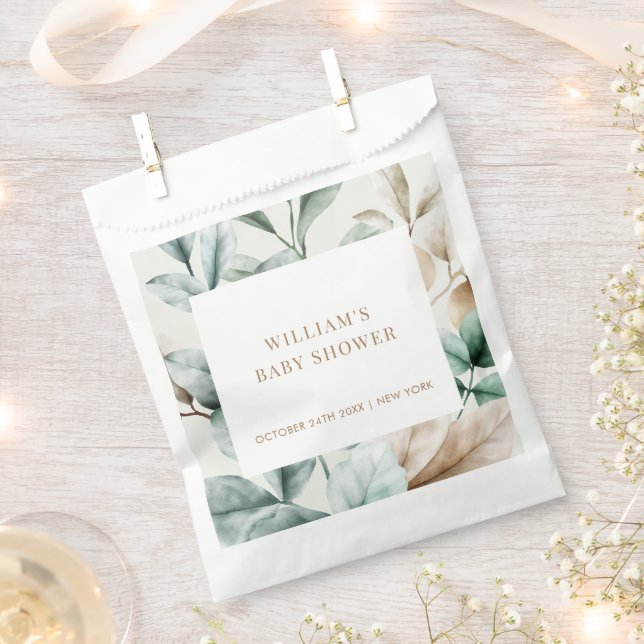 Bolsa De Papel La vegetación moderna del Boho deja Baby Shower (Cortado)