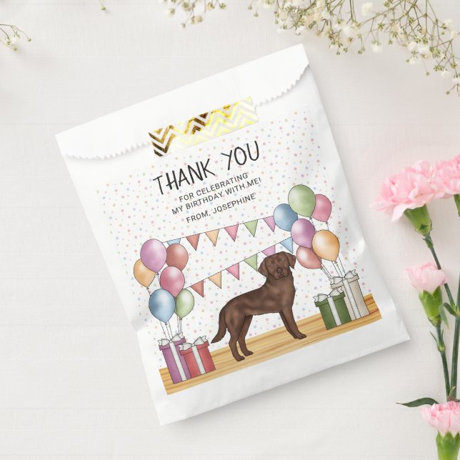 Bolsa De Papel Labrador Retriever Marrón Cumpleaños Agradecimient (Sellado)