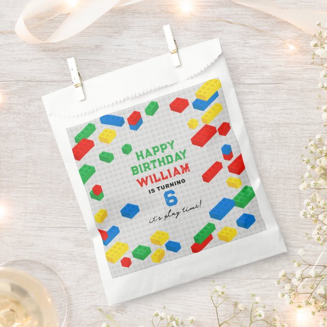 Bolsa De Papel Ladrillos Coloridos Cuidados Bloquean Niños Cumple (Cortado)