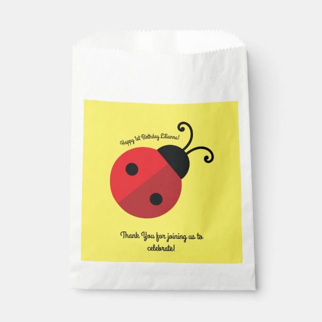 Bolsa De Papel Lady Bug Cute Kid's Ladybug Birthday Party (Anverso)