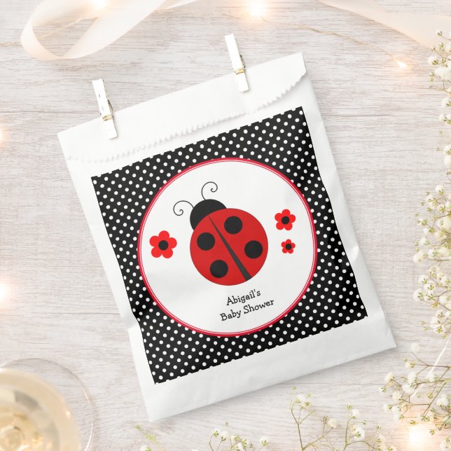 Bolsa De Papel Ladybug Polka Dot Baby Shower (Cortado)