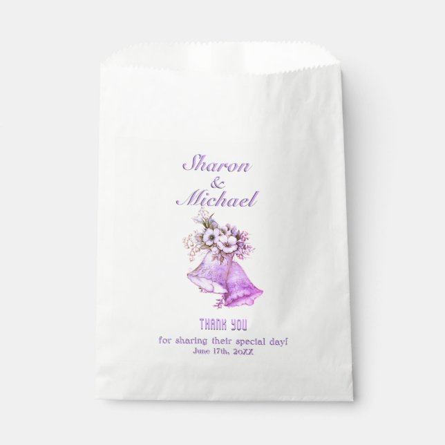 Bolsa De Papel Las campanas de Boda de Lavender favorecen los nom (Anverso)