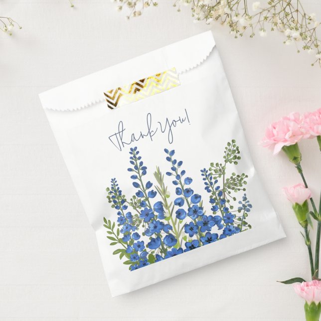 Bolsa De Papel Las flores de delfino azul de julio gracias (Sellado)