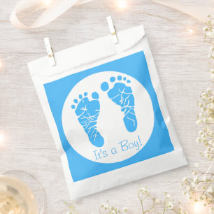 Bolsa De Papel Las huellas de un bebé azul lindo es un niño Baby