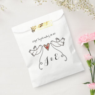 Bolsa De Papel Las palomas blancas personalizadas casan con las b