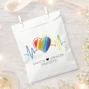 Bolsa De Papel Latido del Arcoiris Resumen Scribble Heart LGBQ
