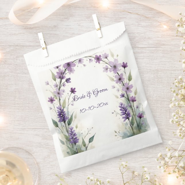 Bolsa De Papel Lavender and Lilac Floral Arch Wedding Favor Bag (Cortado)
