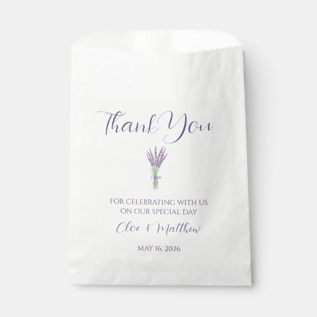 Bolsa De Papel Lavender Boda Gracias (Anverso)