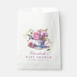 Bolsa De Papel Lavender Floral Tea Cup Baby Shower