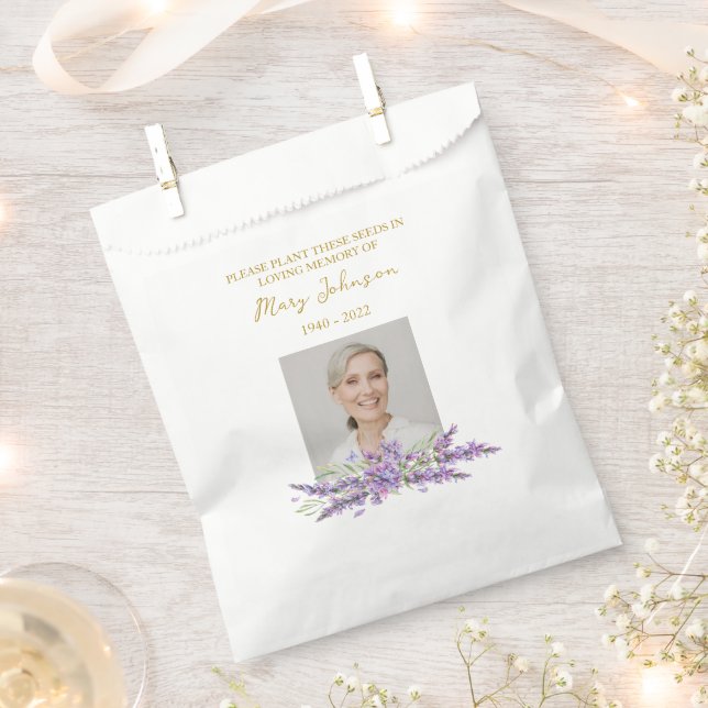 Bolsa De Papel Lavender Seed Packet Memorial Funeral (Cortado)