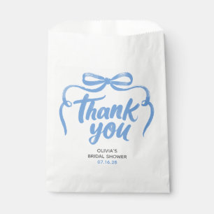 Bolsa De Papel Lazo Azul Caprichoso Escrito a Mano Agradecimiento