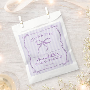 Bolsa De Papel Lazo Coqueta Morado Postre Pastel para Desayuno de