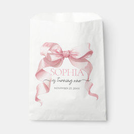 Bolsa De Papel Lazo de Coqueta Rosa Fiesta de Cumpleaños