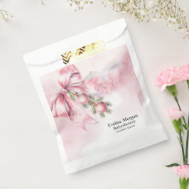 Bolsa De Papel Lazo rosa acuarela con borlas para baby shower