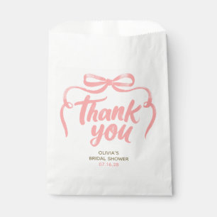 Bolsa De Papel Lazo Rosa Caprichoso Escrito a Mano Agradecimiento