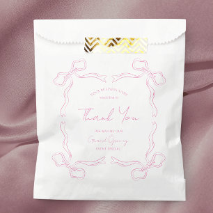 Bolsa De Papel Lazo Rosa Femenino Dibujado a Mano Evento de Negoc