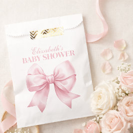 Bolsa De Papel Lazo Rosa para Bebe Niña Elegante Baby Shower