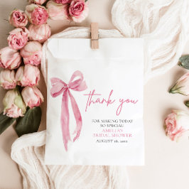 Bolsa De Papel Lazo Rosa Sonrojado Ella Está Atando el Nudo Desay