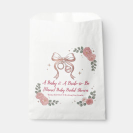 Bolsa De Papel Lazo Rosa y Rosas Coquette | Bebé y Novia Conjunto