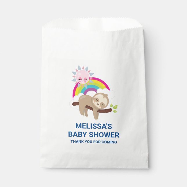 Bolsa De Papel Lazy Slote lindo con Baby Shower Sun & Rainbow (Anverso)