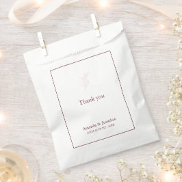 Bolsa De Papel Leaf blanco limpio y rosa simple | Boda moderno