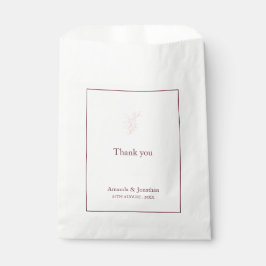 Bolsa De Papel Leaf blanco limpio y rosa simple | Boda moderno