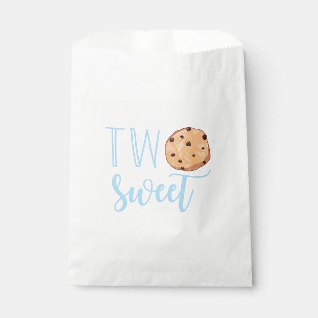 Bolsa De Papel Leche y galletas azul segundo cumpleaños dos dulce (Anverso)