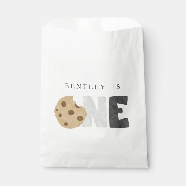 Bolsa De Papel Leche y galletas primer cumpleaños favorecen la bo (Anverso)