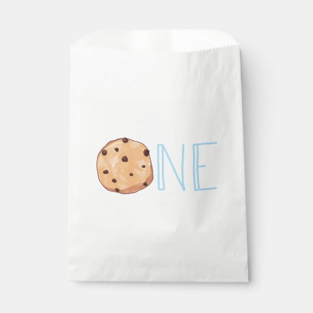 Bolsa De Papel Leche y galletas una galleta primer cumpleaños (Anverso)