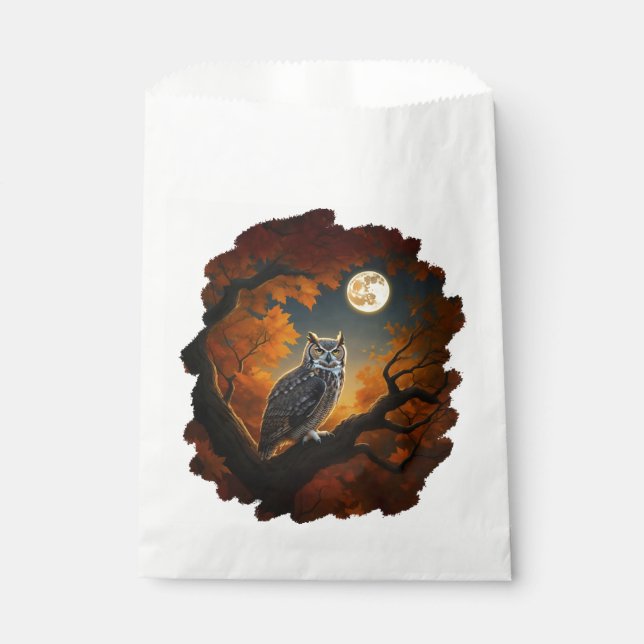 Bolsa De Papel Lechuza Cuerno en otoño (Anverso)