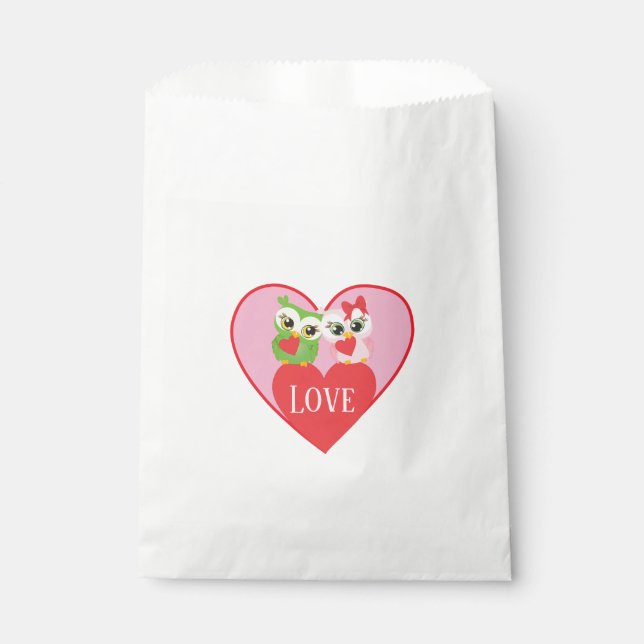 Bolsa De Papel Lechuzas día de San Valentín enamoradas (Anverso)