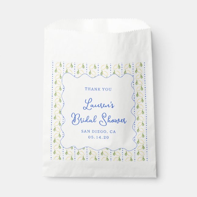 Bolsa De Papel Lemon Citrus Blue & Yellow Bridal Shower (Anverso)