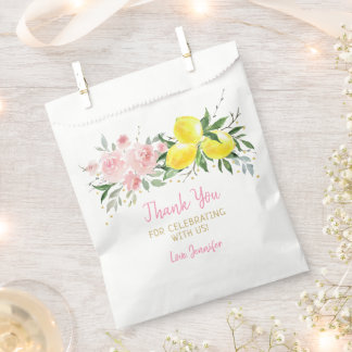 Bolsa De Papel Lemon Citrus Pink Floral Bridal Shower