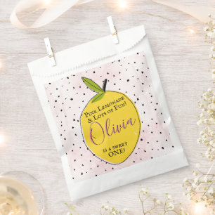 Bolsa De Papel Lemonade rosa moderna Fiesta de cumpleaños 1